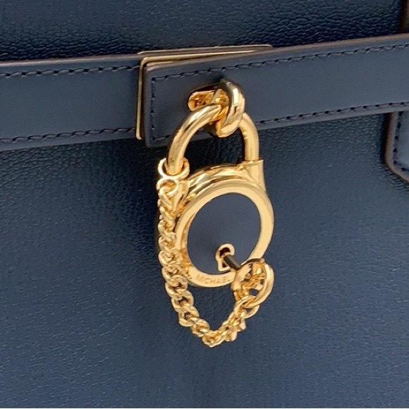 MICHAEL KORS HAMILTON MEDIUM SATCHEL SHOULDER CROSSBODY BAG NAVY COLOR NWT - Picture 14 of 16